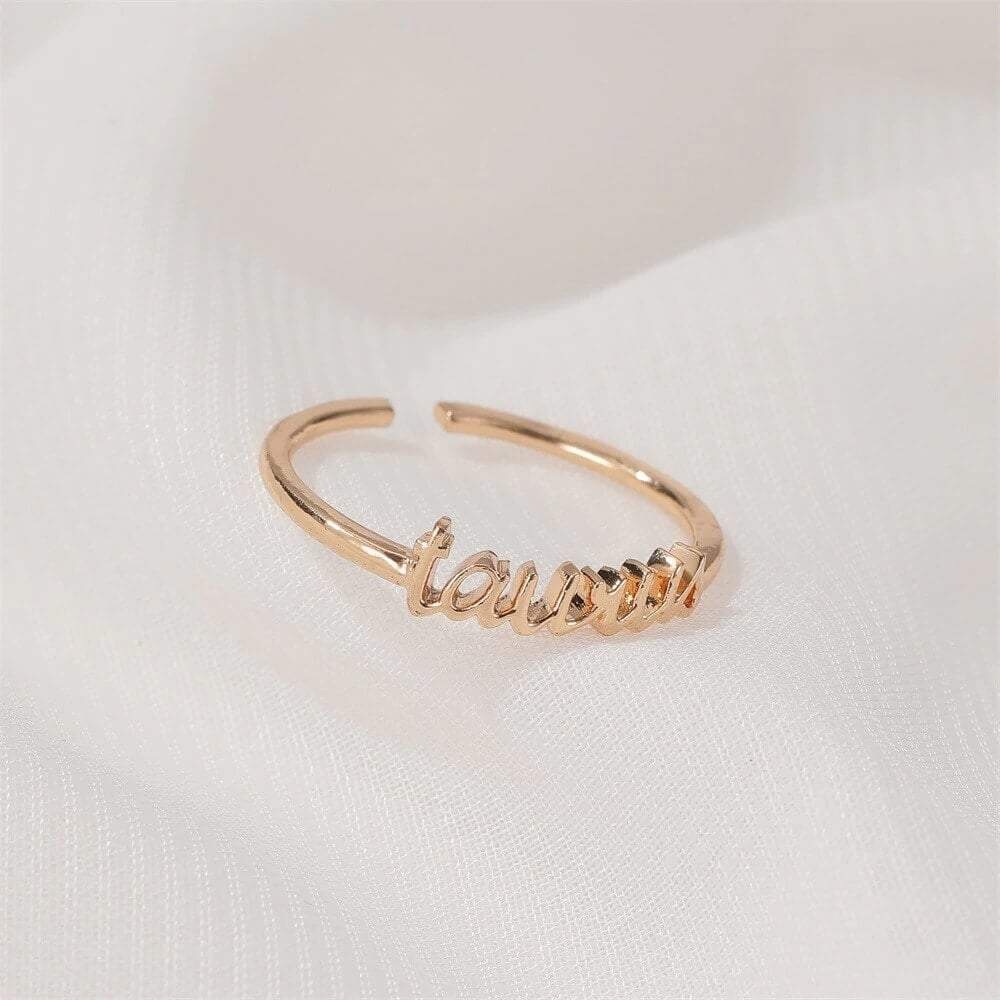 Zodiac Sign Minimalist Boho Text Astrology Ring - Picture 10 of 16
